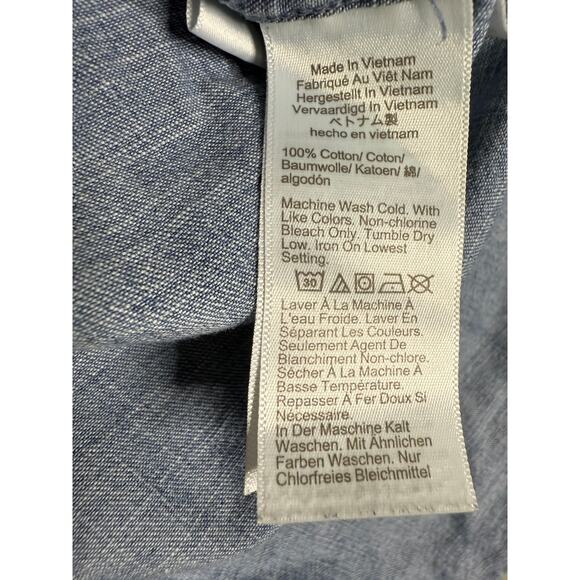 J. Crew Mens Slim Untucked Chambray Long Sleeve Denim Button Down Shirt L Blue - Picture 9 of 16